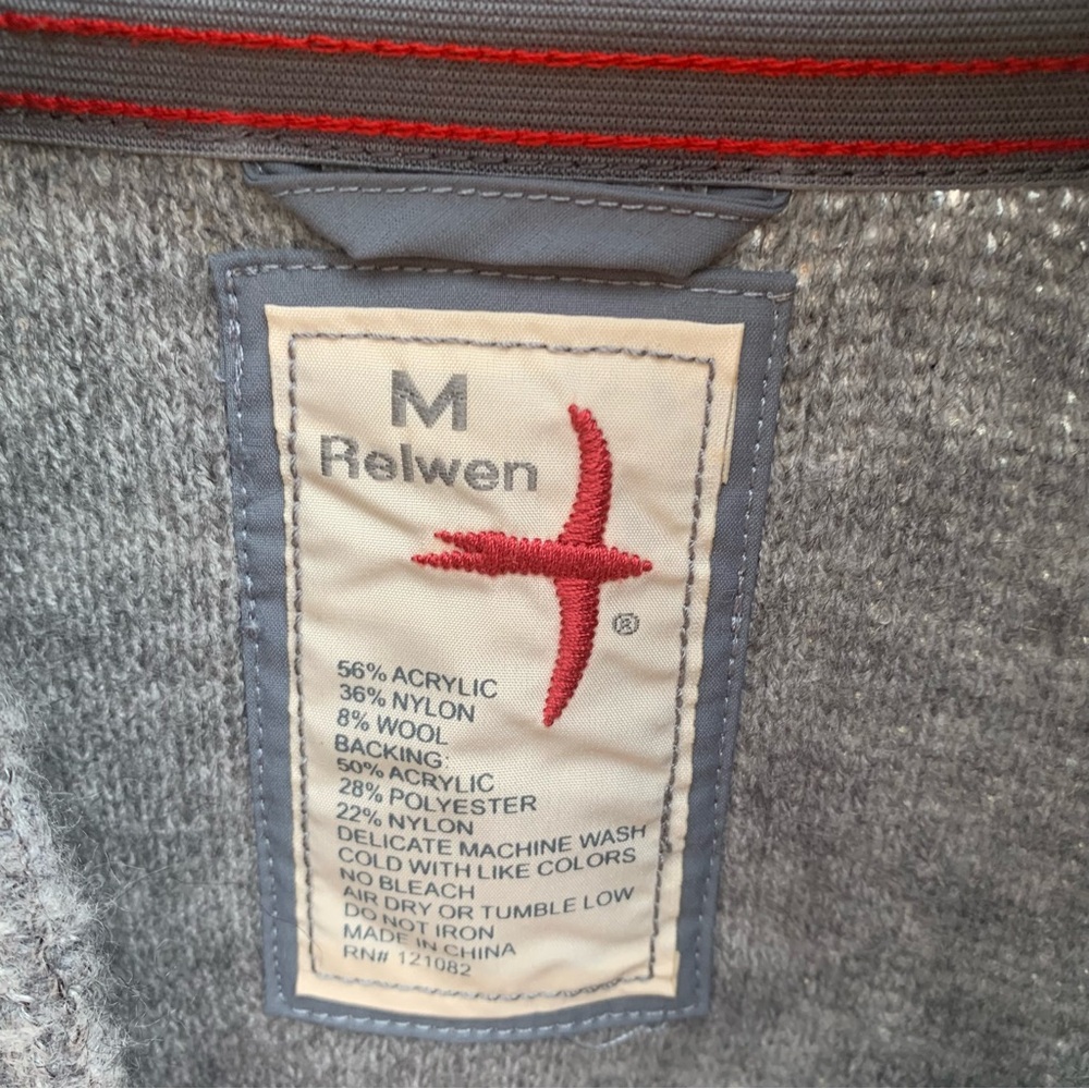 Relwen Men’s Old Salt Shawl Collar Wool Blend Sweater in Grey - Picture 8 of 8